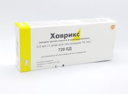 Хаврикс, сусп. для в/м введ. 720 ЕД 0.5 мл (1 доза) №1 (вакцина против гепатита А инактивированная) шприцы